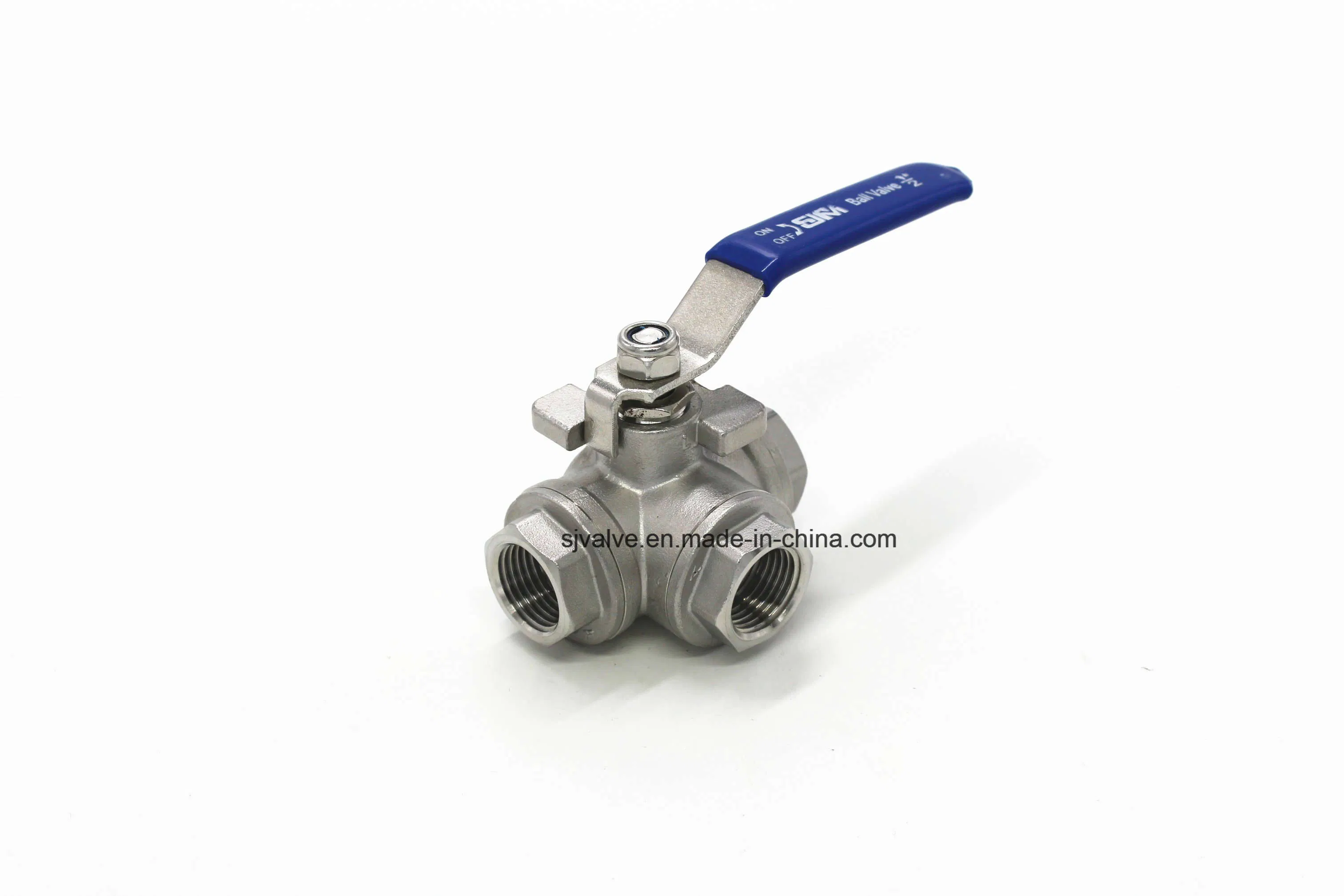 1000wog Threaded 3 Way Ball Valve T Type with Mounting Pad