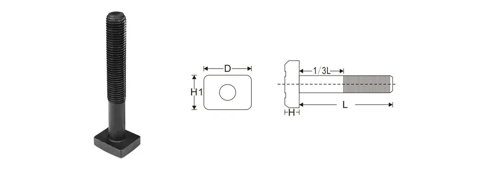 Galvanized T Shape Bolt in Carbon Steel Full Threaded DIN Jisb 1166 304 T Bolts Square Head T Handle Bolt